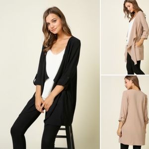 ✅NEW ARRIVAL➡️Black Open Front Cardigan Jacket